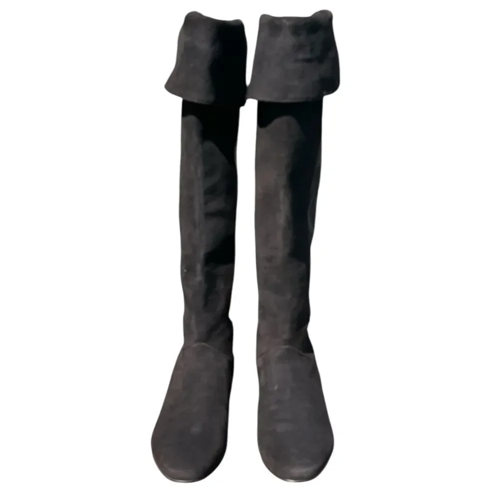 Tory Burch Black Suede Over The Knee Boots Size 8 1/2